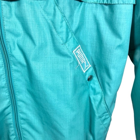 Vintage Unisex Puma Aqua Blue Windbreaker Jacket with Hidden Hood Size Medium - Picture 5 of 11